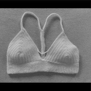 Handmade White Crochet Bralette Size XS